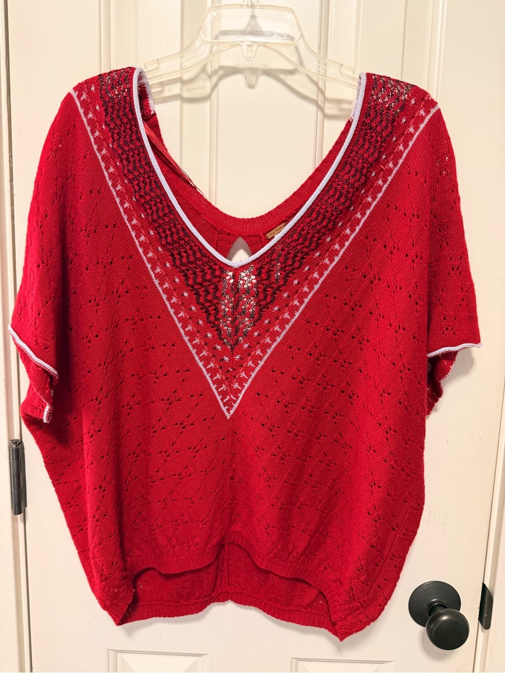 Free People Red Women's V-Neck Knit Top